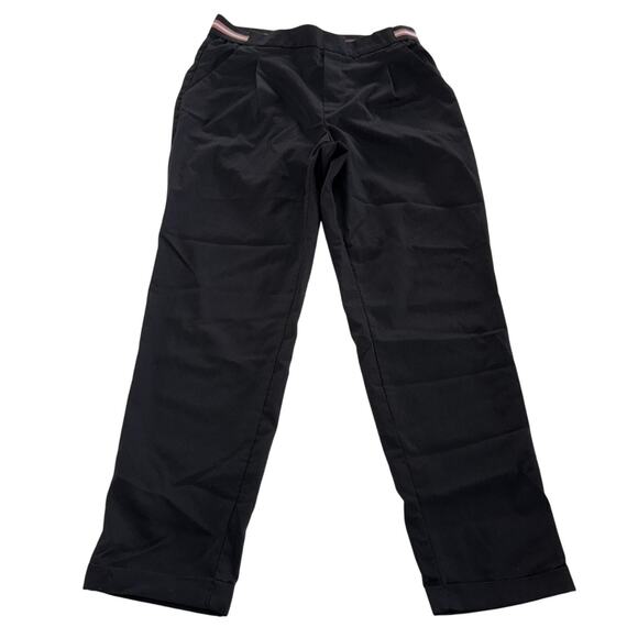Zara Pants Womens X Small Black Stripe Waist Ankle Trousers Tapered Career - Picture 1 of 9